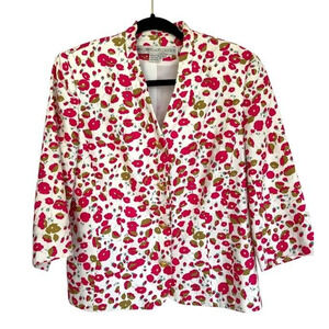 Anne Crimmins Umi Collections Vintage Floral Blazer Jacket Size 8 Cottagecore